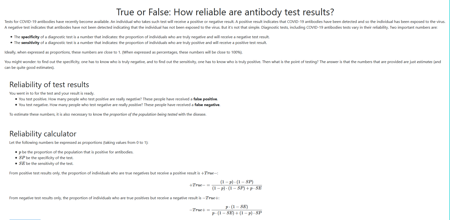 Solved True Or False How Reliable Are Antibody Test Resu Chegg Com