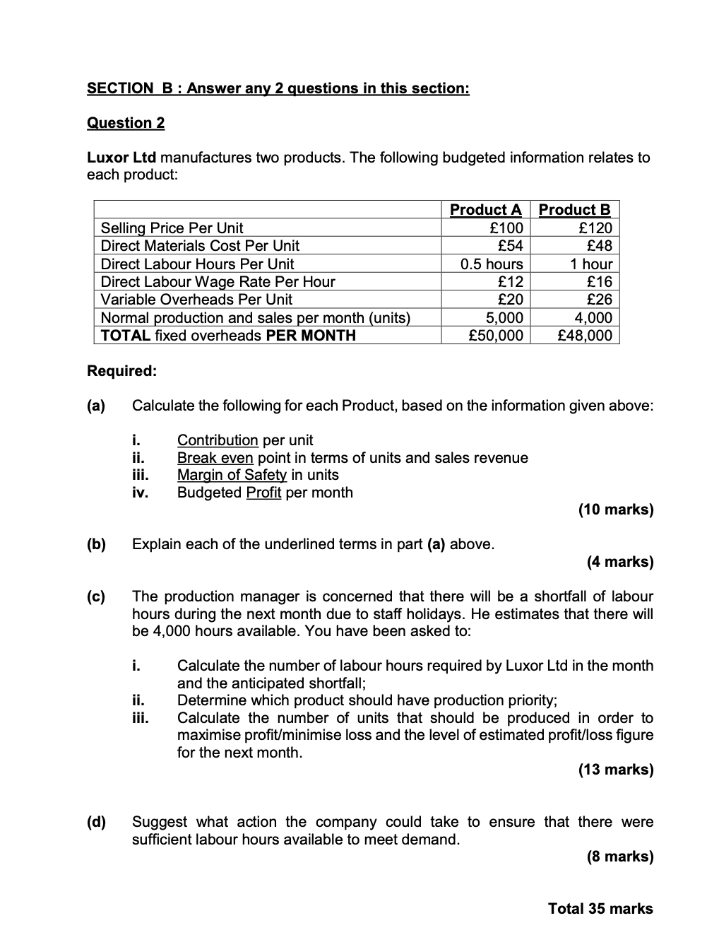 Solved Section B Answer Any 2 Questions In This Section 6063