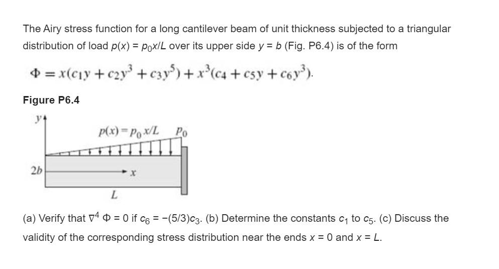 solved-the-airy-stress-function-for-a-long-cantilever-beam-chegg