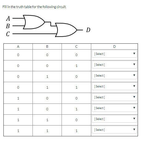 Solved Fill in the truth table for the following circuit 0 | Chegg.com