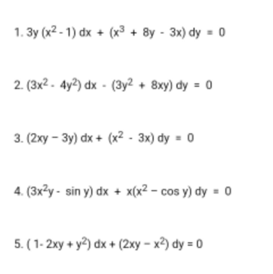 Solved 1 3y X2 1 Dx X3 8y 3x Dy 0 2 3x2 Chegg Com