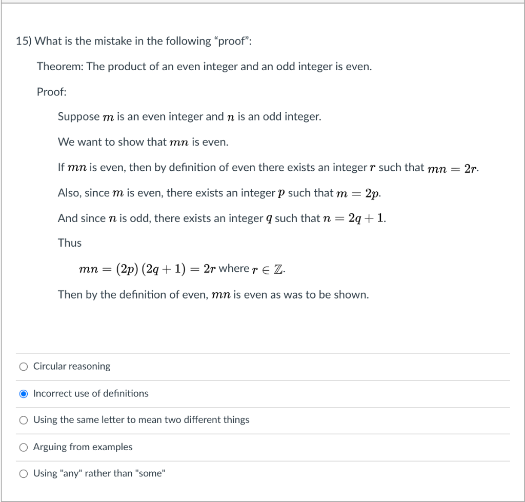 Solved 15) What Is The Mistake In The Following “proof": | Chegg.com