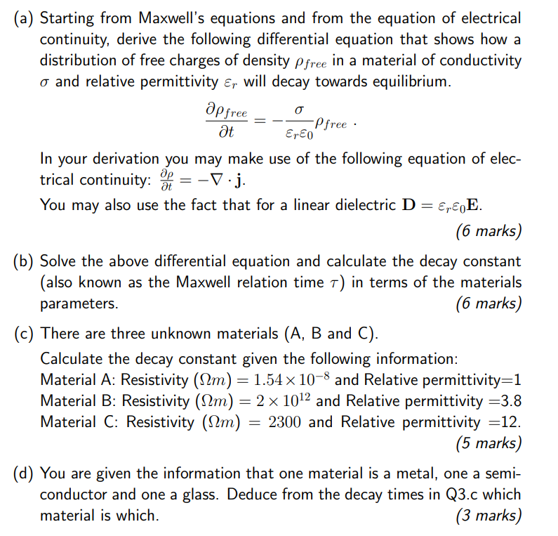 Solved (a) Starting from Maxwell's equations and from the | Chegg.com