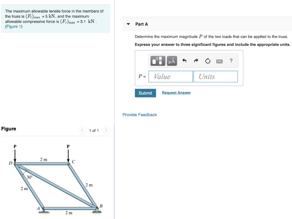 Solved The maximum allowable tensile force in the members of | Chegg.com