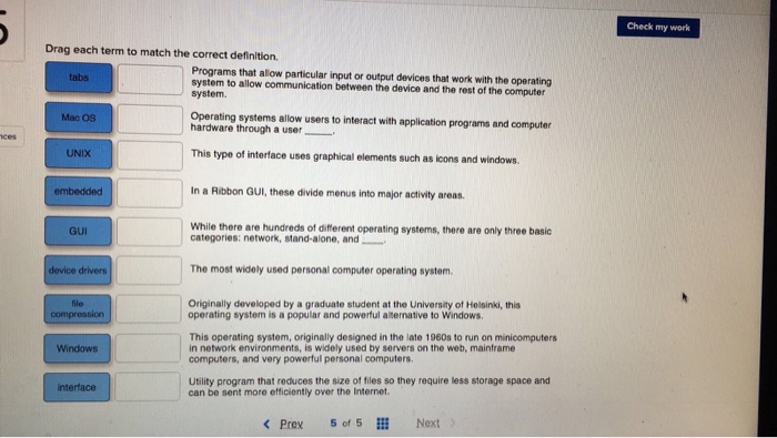 Solved Check my work Drag each term to match the correct | Chegg.com