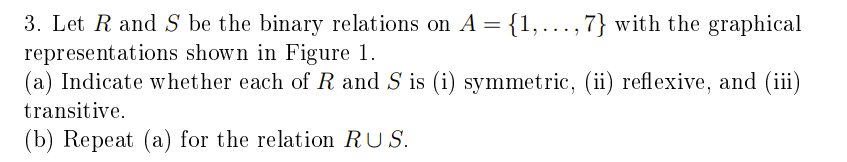 Solved 3. Let R And S Be The Binary Relations On A={1,…,7} | Chegg.com