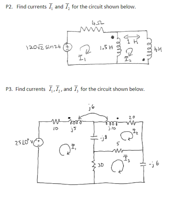 Solved P2. Find currents I, and I, for the circuit shown | Chegg.com