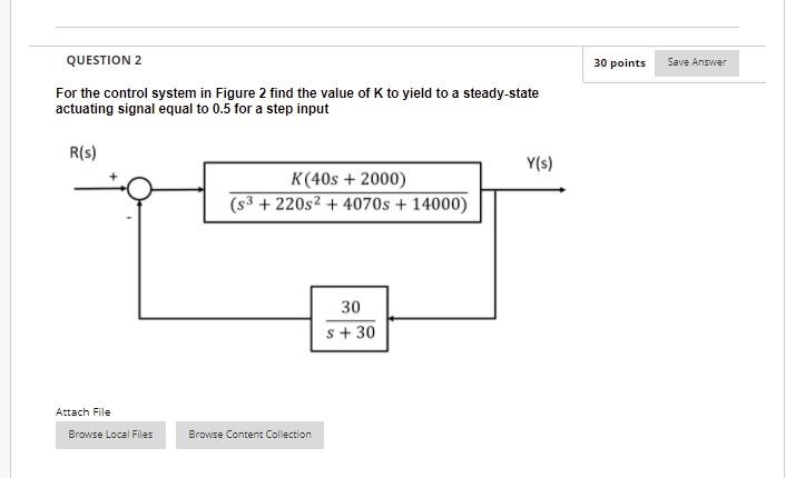 Solved QUESTION 2 30 points Save Answer For the control | Chegg.com