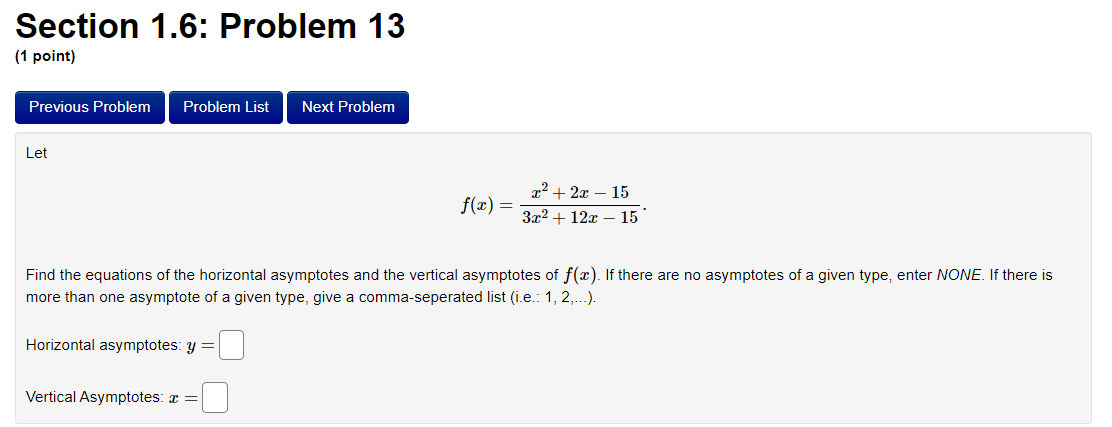 Solved Section 1.6: Problem 6 (1 point) Previous Problem | Chegg.com