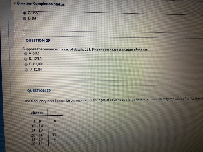 Solved v Question Completion Status: o D.86 QUESTION 29 | Chegg.com