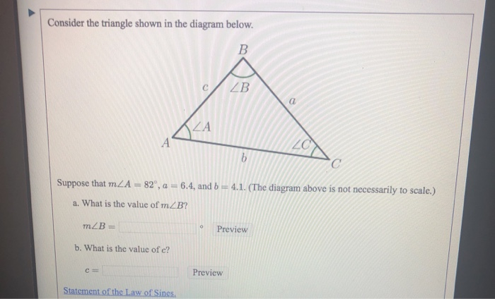 Solved Consider The Triangle Shown In The Diagram Below. ZB | Chegg.com