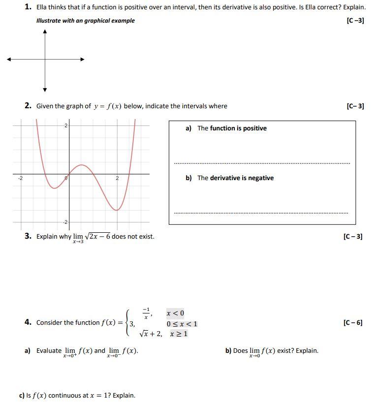 Solved 1. Ella thinks that if a function is positive over an | Chegg.com