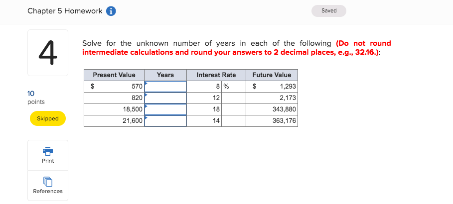 Solved Chapter 5 Homework I Saved 4 Solve For The Unknown | Chegg.com