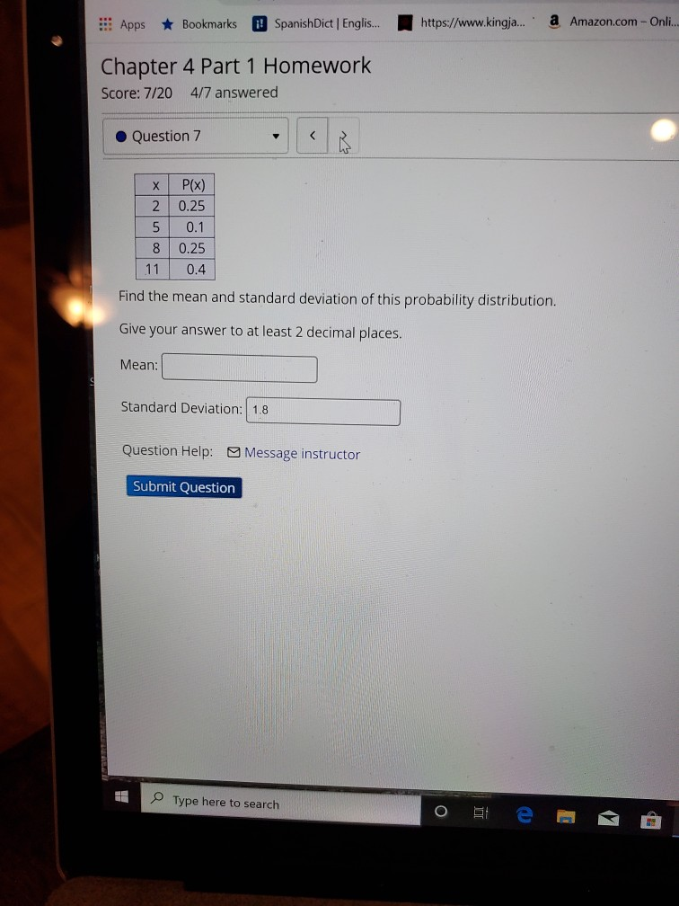 Solved find the mean and standard deviation of this | Chegg.com