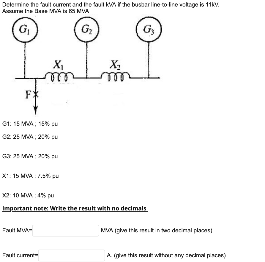 Solved Determine the fault current and the fault KVA if the | Chegg.com