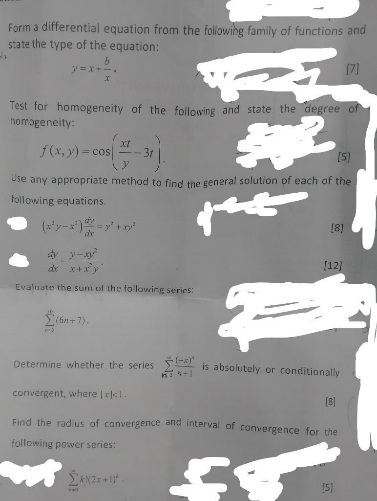 Solved Form a differential equation from the following | Chegg.com