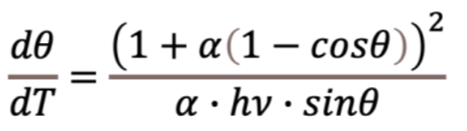 dθdσcomp=r0221+cos2θ⋅(1+α(1−cosθ)1)2⋅(1+(1+cos2θ)(1+α | Chegg.com