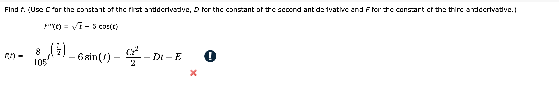 Solved Find f. (Use C for the constant of the first | Chegg.com