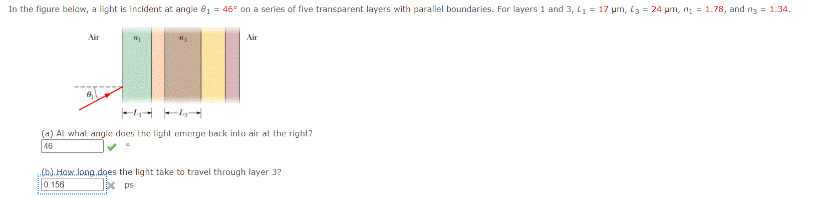 Solved In the figure below, a light is incident at angle 01 | Chegg.com