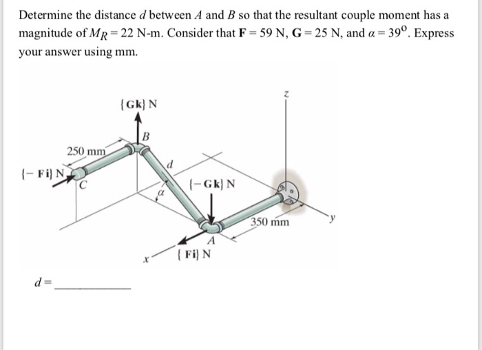 Solved Determine the distance d between A and B so that the | Chegg.com