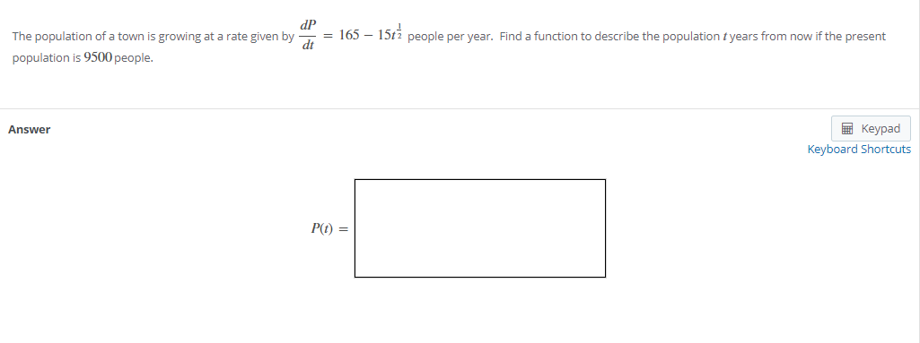 Solved dP The population of a town is growing at a rate | Chegg.com