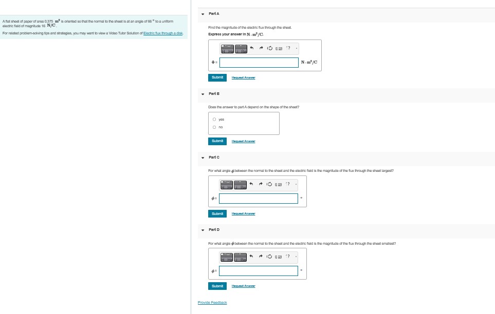 solved-a-flat-sheet-of-paper-of-area-0-375-m2-is-oriented-so-chegg