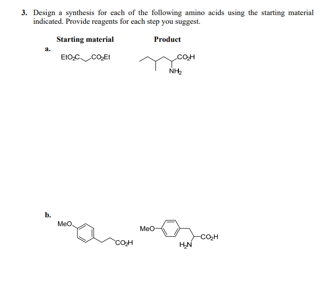 Solved 3. Design a synthesis for each of the following amino | Chegg.com