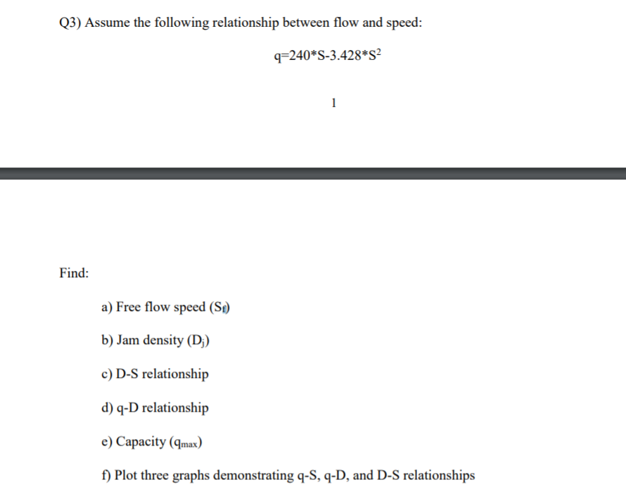 Solved Q3) Assume the following relationship between flow | Chegg.com