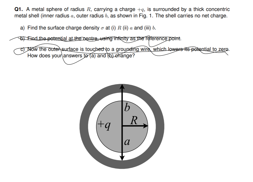 Solved Q1. A metal sphere of radius R, carrying a charge +q,