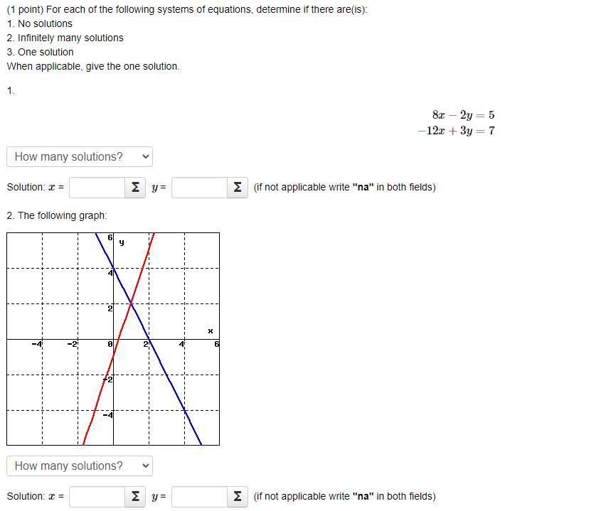 Solved (1 point) For each of the following systems of | Chegg.com