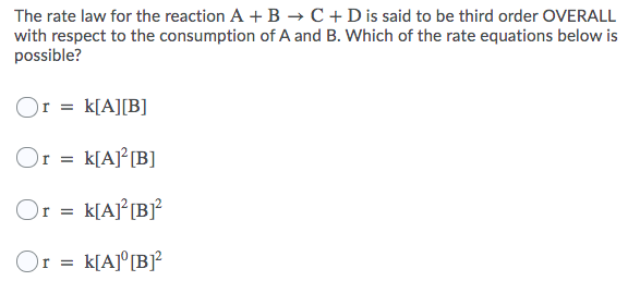 Solved The Rate Law For The Reaction A + B + C + D Is Said | Chegg.com