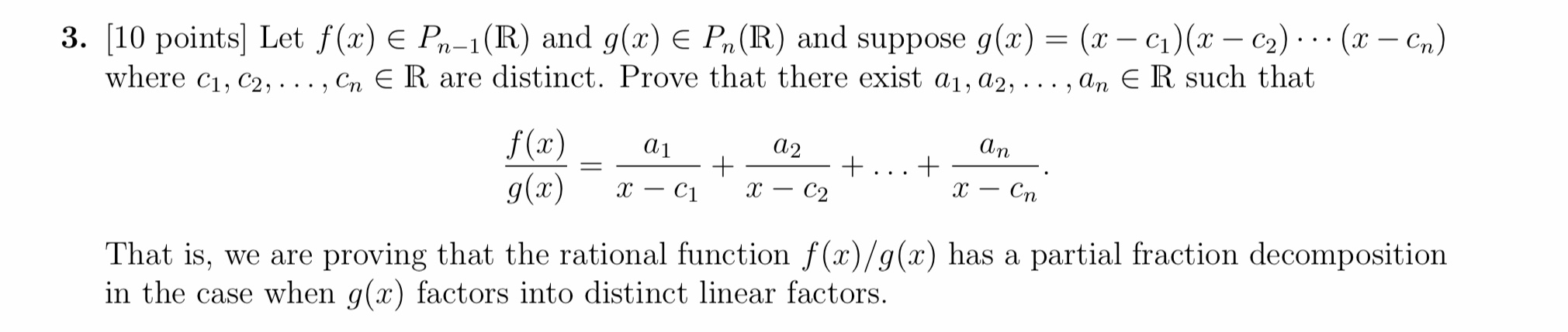 Solved 3. (10 points) Let f(x) e Pn-1(R) and g(x) E Pn(R) | Chegg.com