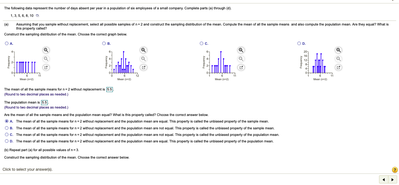 The following data represent the number of days