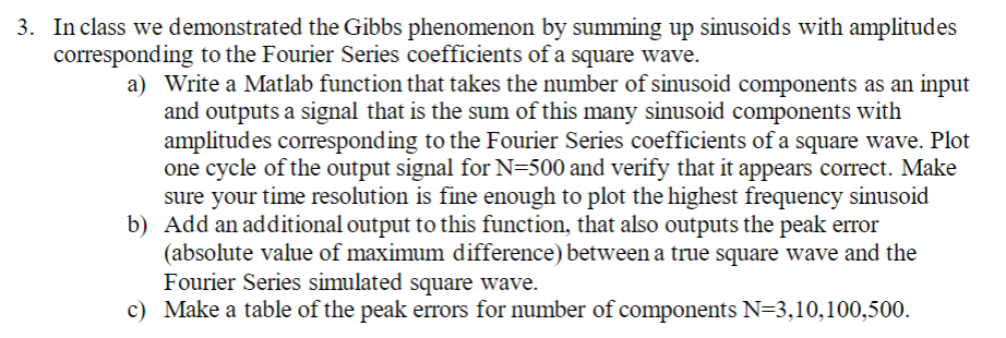 Solved 3. In class we demonstrated the Gibbs phenomenon by | Chegg.com