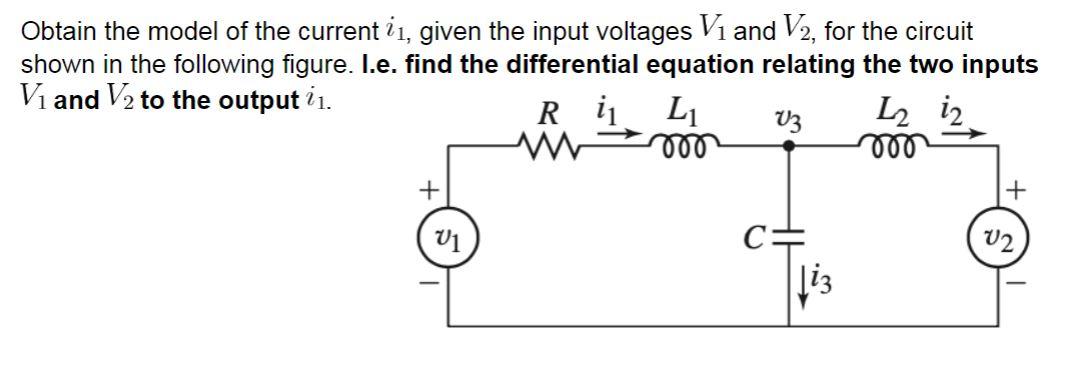 Solved Obtain the model of the current i1, given the input | Chegg.com