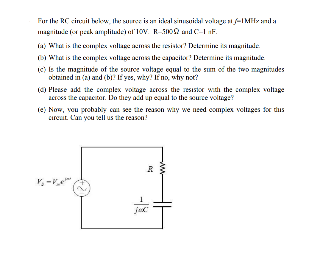 Solved For the RC circuit below, the source is an ideal | Chegg.com