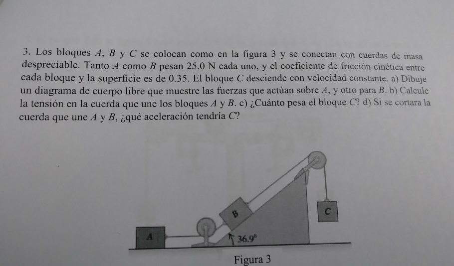 Solved Three Blocks A B And C Are Connected By Mass Cheggcom Images