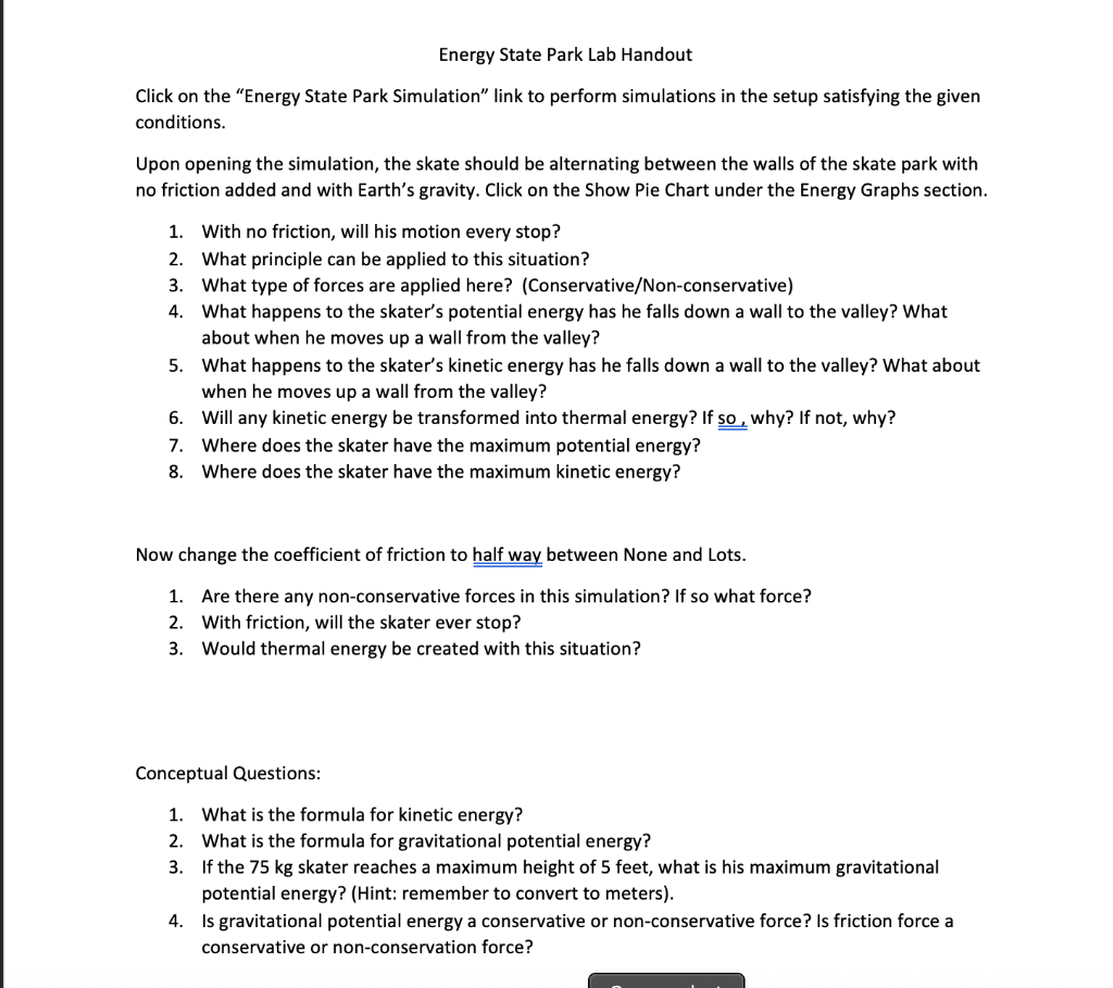 Solved Energy State Park Lab Handout Click on the "Energy | Chegg.com