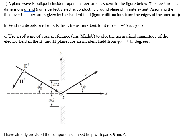 Solved b.) A plane wave is obliquely incident upon an | Chegg.com