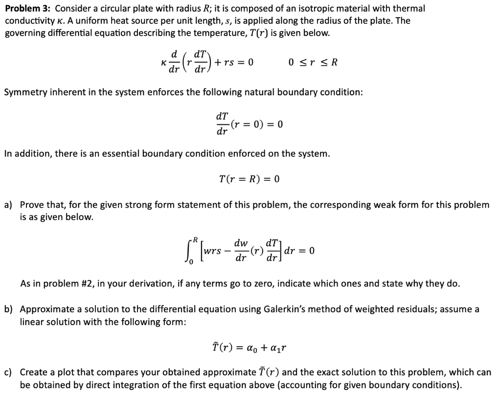 Solved Problem 3: Consider a circular plate with radius R; | Chegg.com