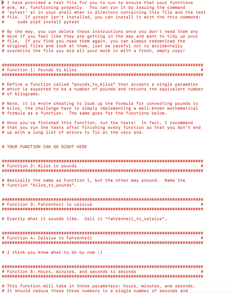 Solved # I have provided a test file for you to run to | Chegg.com