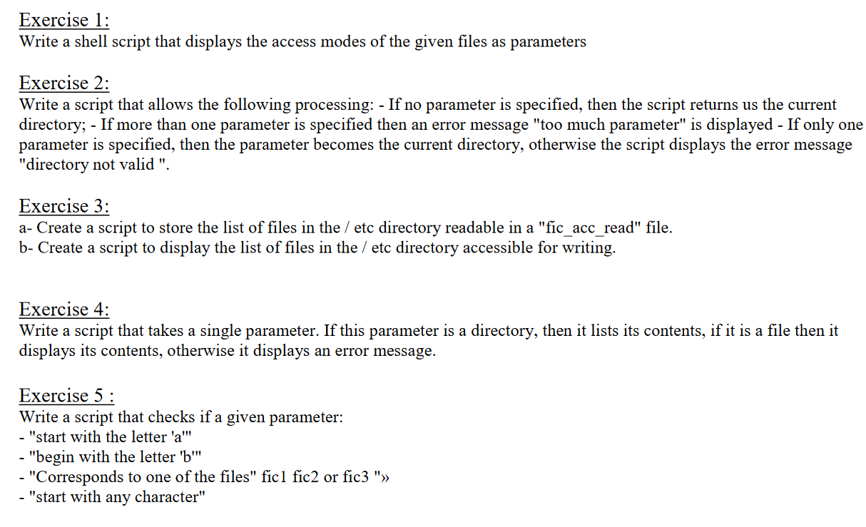 Solved Exercise 1: Write A Shell Script That Displays The | Chegg.com