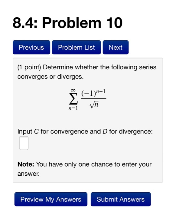Solved 8.4: Problem 9 Previous Problem List Next (1 point) | Chegg.com