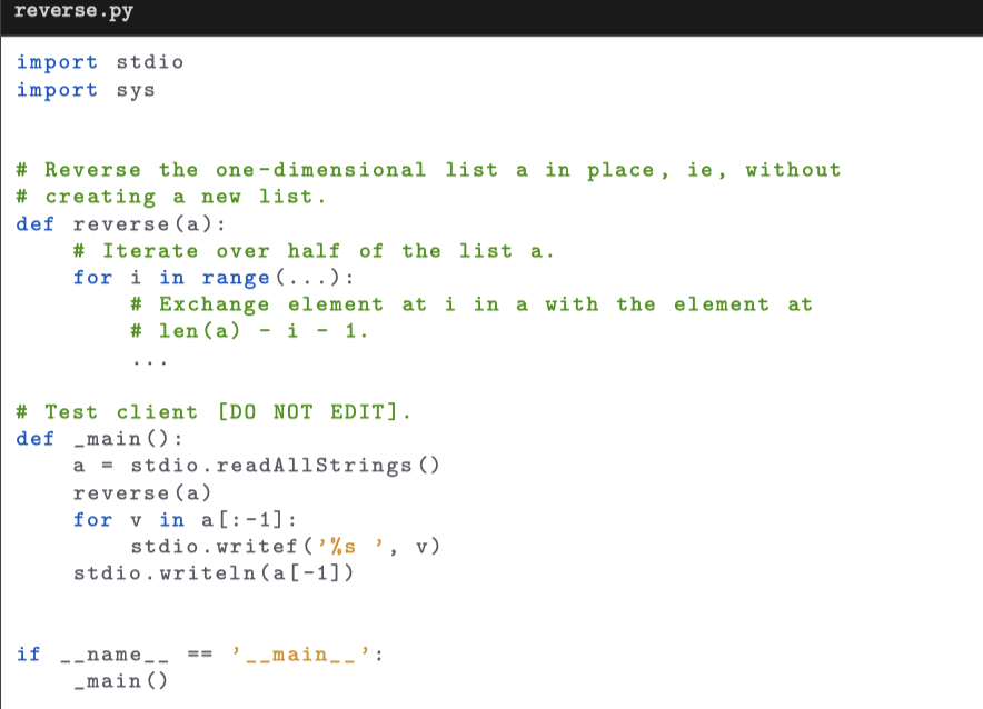 Solved Exercise 4. (Reverse) Implement the function | Chegg.com