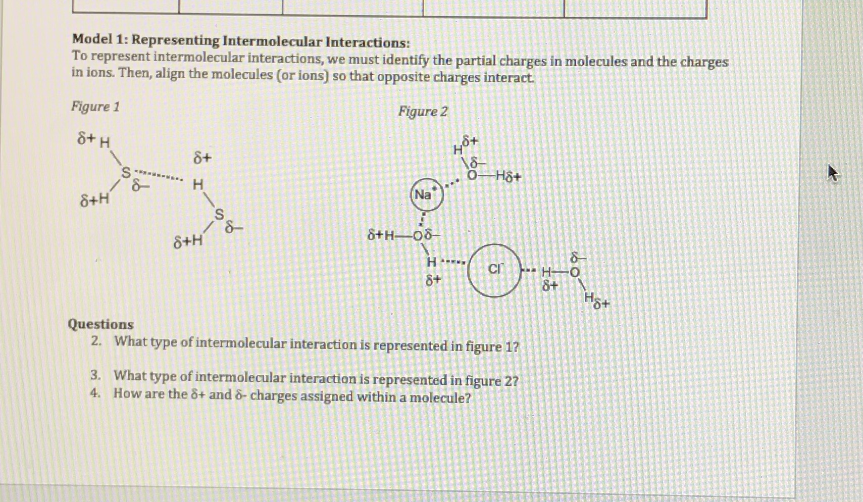 Solved Model 1: Representing Intermolecular Interactions: To | Chegg.com