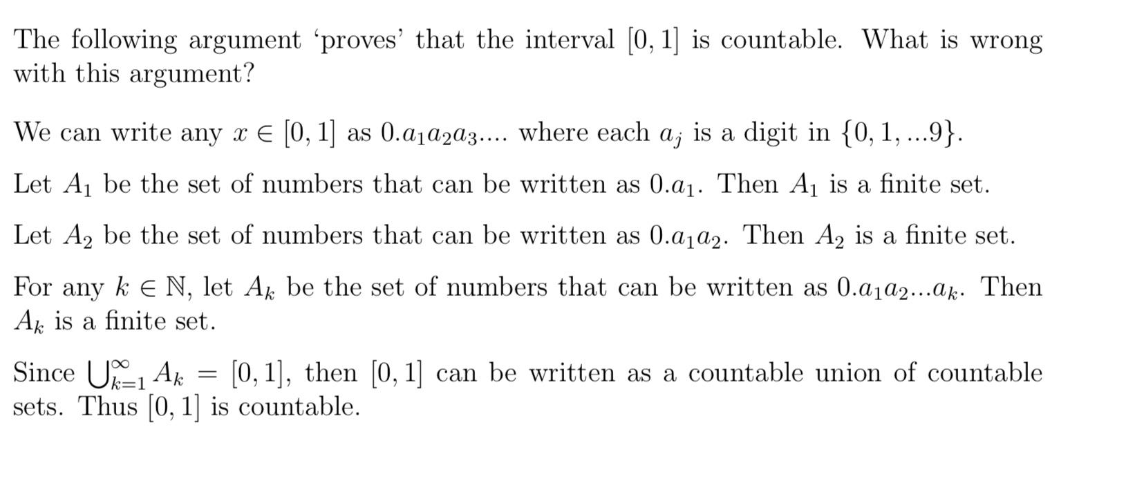 Solved The following argument 'proves' that the interval | Chegg.com