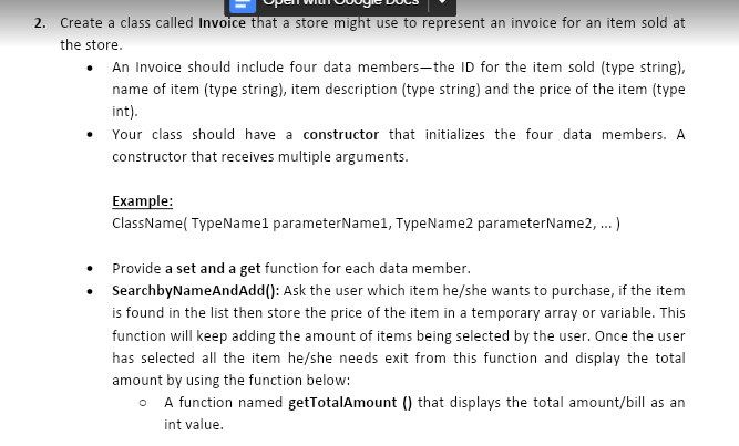 Solved 2. Create a class called Invoice that a store might | Chegg.com