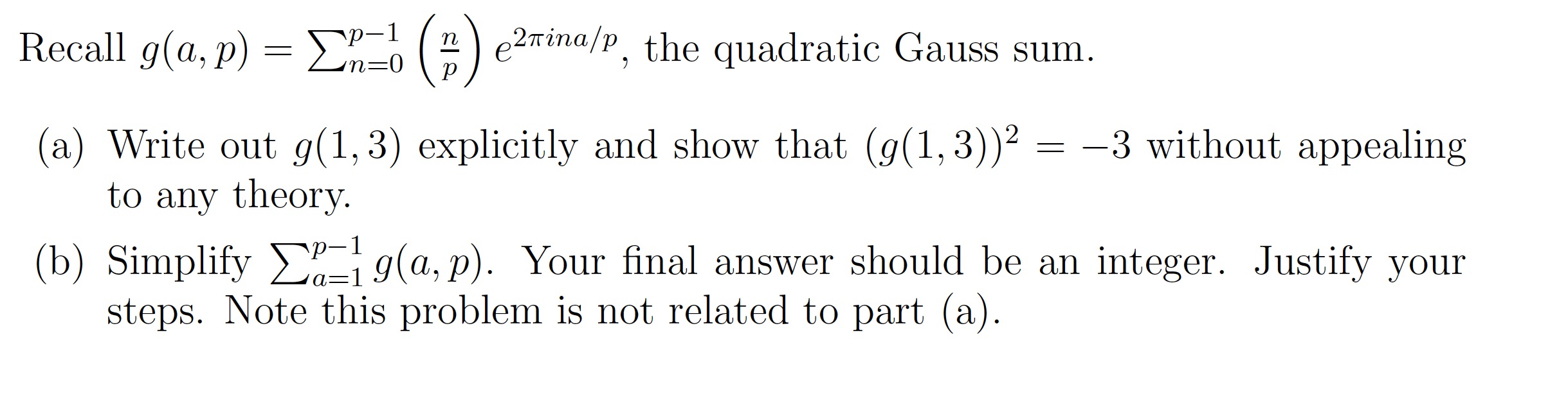 Solved recall g a p ezrina p the quadratic gauss chegg