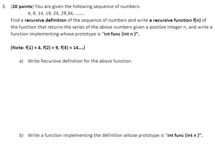 Solved 3. (20 Points) You Are Given The Following Sequence | Chegg.com