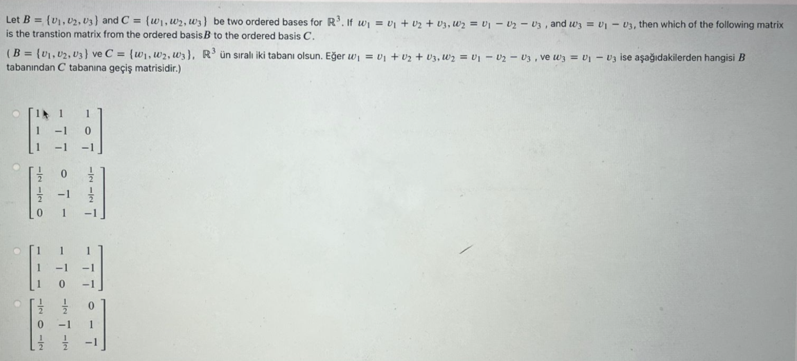 Solved Let B {v1 V2 V3} And C {w1 W2 W3} Be Two Ordered